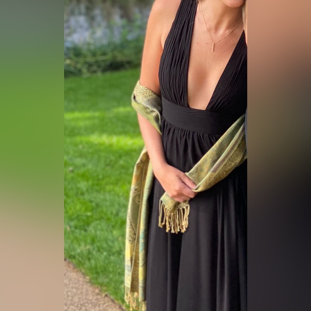 Fame and Partners Black chiffon gown